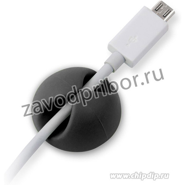 CM1101B, Зажим кабельный, одинарный, круглый, приклеивающийся, черный