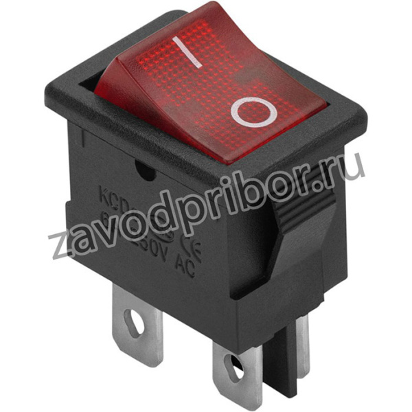 Выкл. клавиш. красный с подсветкой 4 контакта, 250В, 6А, тип RWB-207, SC-768, 26846 8