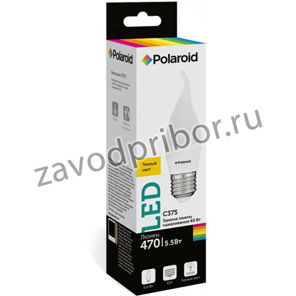 Светодиодная лампа 220V C37S 5,5W 3000K E27 470lm PL-C37S55273