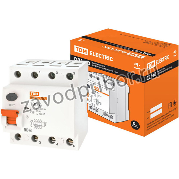 УЗО ВД1-63 4Р 100А 100мА TDM