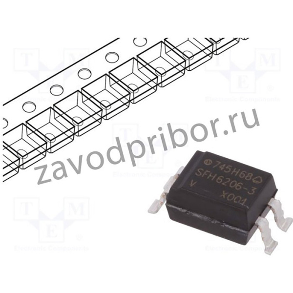 SFH6206-3X001T, Оптрон, THT, Каналы 1, Вых транзисторный, Uизол 5,3кВ, Uce 70В
