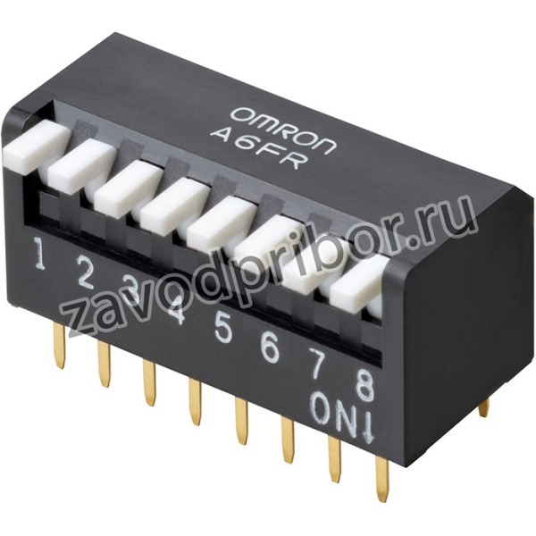 A6FR-6104, DIP / SIP переключатель, длинный исполнительный механизм, 6 схем(-а), Клавиша, Сквозное Отверстие