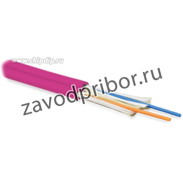 01 Hyperline FO-D3-IN-504-2-LSZH-MG Кабель волоконно-оптический 50/125 (OM4) многомодовый, 2 волокна, duplex, zip-cord, плотное буферное пок