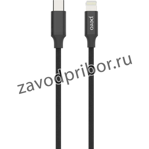 Кабель USB PERO DC-05 Type-C to Lightning, 3А, 1м, Black
