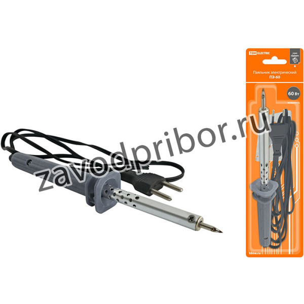 Паяльник электрический ПЭ-60 с жалом типа "конус", в комплекте подставка, 60 Вт, "Гранит" TDM