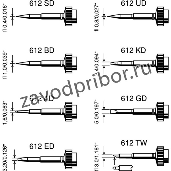 0612EDLF/SB, 0.7 x 3.2 mm Chisel Soldering Iron Tip for use with Tech Tool