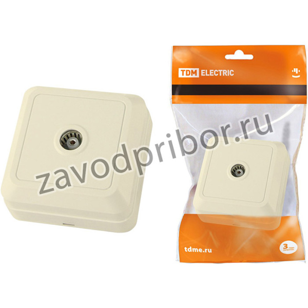 Розетка TВ простая (0-2400 Гц, "мама") открытой установки, IP20 сл. кость "Ладога" TDM
