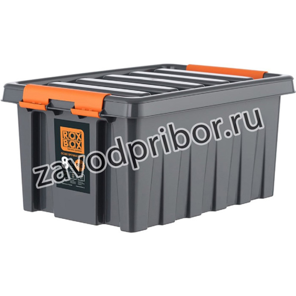 Ящик п/п 335x220x155 мм с крышкой и клипсами PRO, цв. антрацит 25338