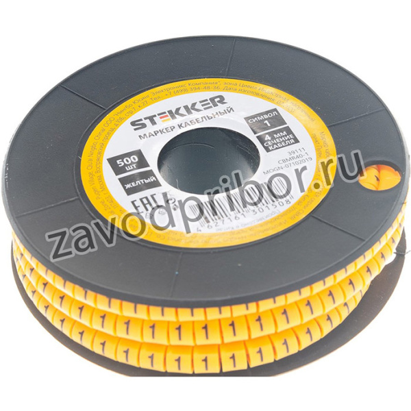 Кабель-маркер 1 для провода сеч.4мм, желтый, CBMR40-1 39111