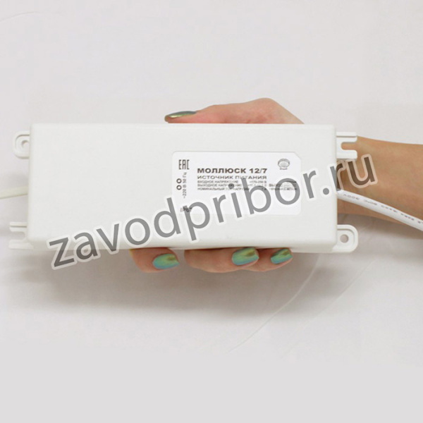 Моллюск 12/7 источник питания 12В, 7А. Сетевой диапазон 170-250В, корпус IP 67