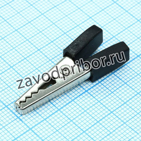 AG-026-004/B, Зажим "Крокодил" с изолятором черный, 5А