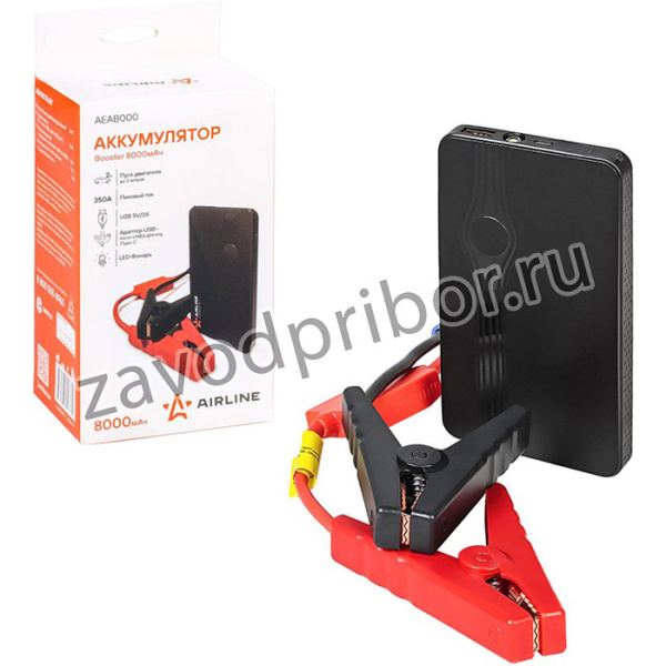 aeab000 Аккумулятор внешний универсальный (Booster) 8000мАч: USB 5V/2A пуск ДВС 350А фонарь (AEAB000)