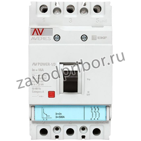 Выключатель автоматический 3п 16А 35кА AV POWER-1/3 TR AVERES EKF mccb-13-16-TR-av