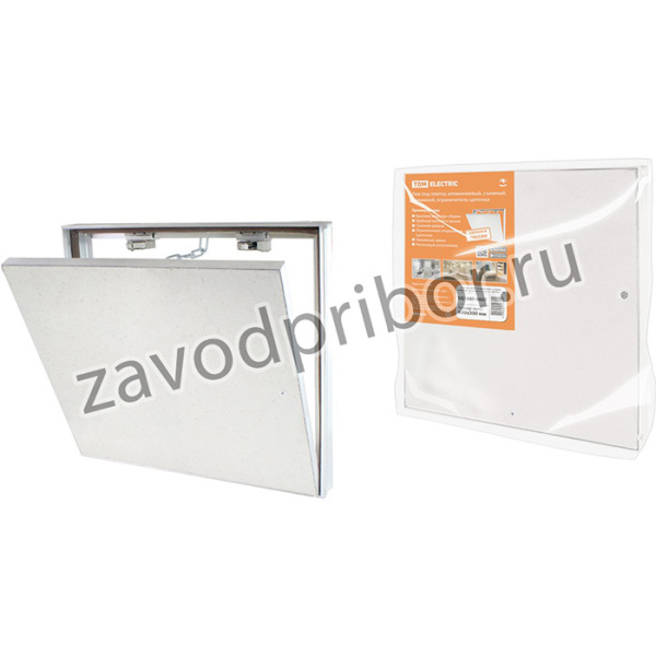 Люк под плитку, алюминиевый, съемный, нажимной, ограничитель-цепочка, 400х300, TDM