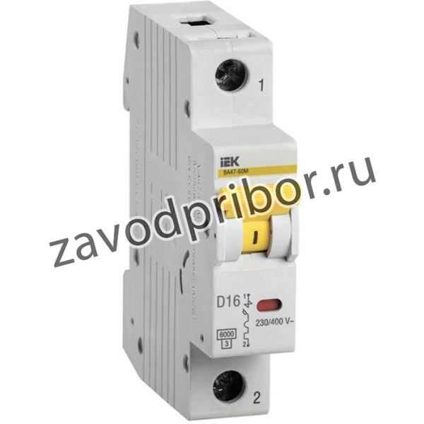 Выключатель автоматический модульный 1п D 16А 6кА ВА47-60M IEK MVA31-1-016-D