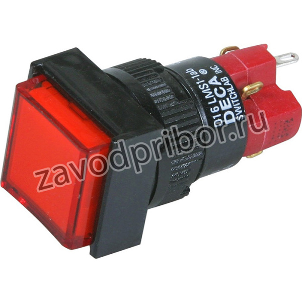 D16LMS1-1abKR, Кнопка без фиксации (5A 250VAC), LED подсветка 24VDC