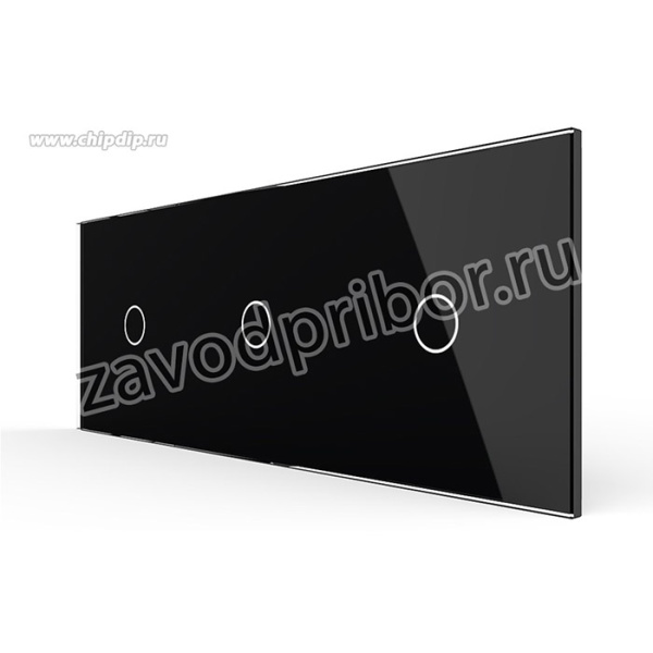 Панель для трех сенсорных выключателей Livolo, 3 клавиши (1+1+1), цвет черный, стекло BB-C7-C1/C1/C1-12 Ливолотач