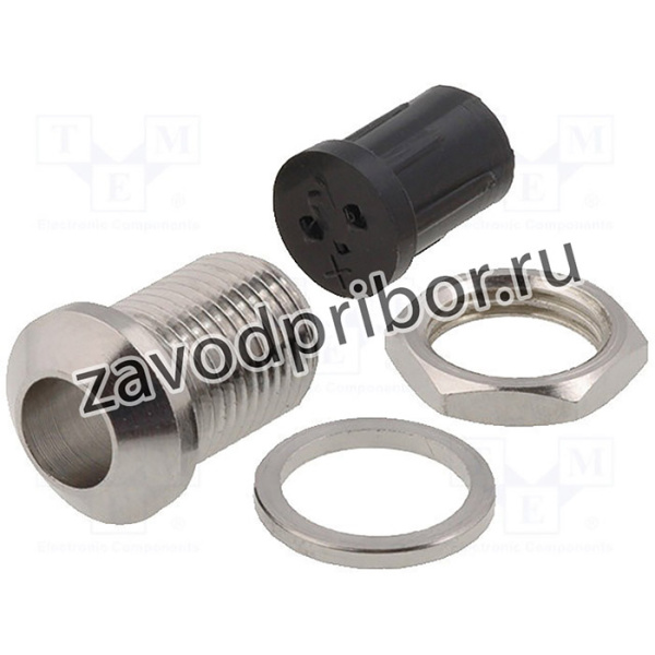 PLED-50 NICKEL PLATE, Держатель LED, 3мм, хром, латунь, вогнутый, L2: 8мм