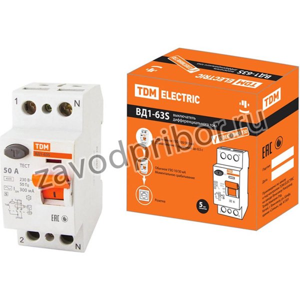 Устройство защитного отключения ВД1-63S 2Р 50А 300мА SQ0203-0059