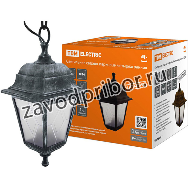 Светильник садово-парковый НСУ 04-60-001 четырехгр., подвес, пластик, расс.пластик, серебро TDM
