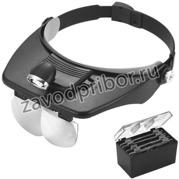 Лупа налобная 1.2/1.8/2.5/3.5x с подсветкой 2 LED PL4409