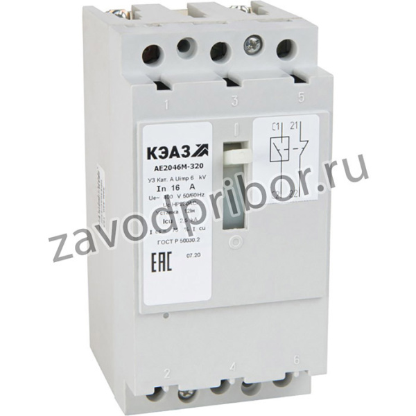 Выключатель автоматический 25А 12Iн АЕ2046М-100 У3 400В AC КЭАЗ 104621