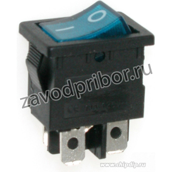 MIRS-201-C3 (синий), Переключатель с подсветкой ON-OFF (6A 125VAC, 3A 250VAC, 15A 12VDC) DPST 4P