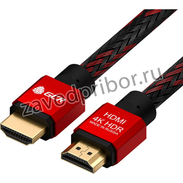 GCR-51488, GCR Кабель PROF 0.5m HDMI 2.0, BICOLOR нейлон, AL корпус красный, HDR 4:2:2, Ultra HD, 4K 60 fps 60H
