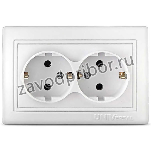 Розетка 2-м СП Севиль 16А IP20 с заземл. бел. UNIVersal С0128