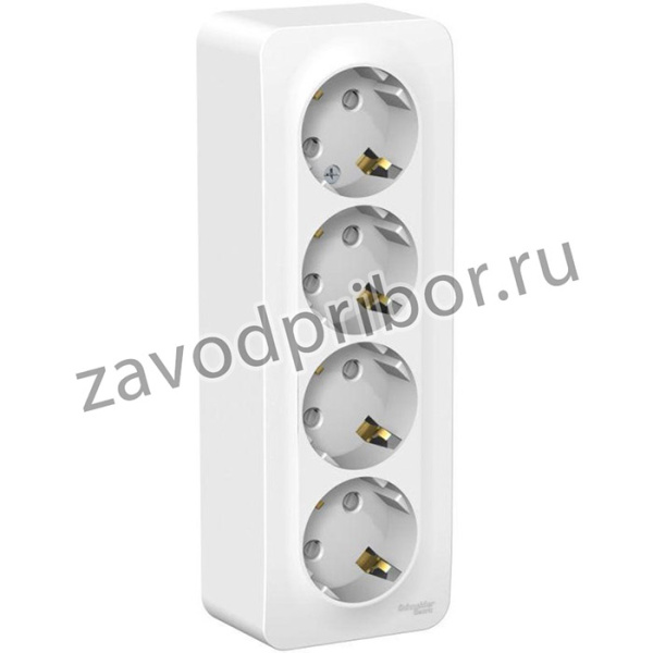 Розетка 4-м ОП Blanca 16А IP20 250В с заземл. защ. шторки с изолир. пластиной бел. SE BLNRA011411