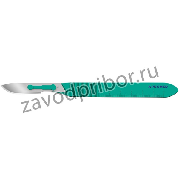 Скальпель хирург, однор., лезв.из нерж.ст. р-10, Apexmed 10шт/уп