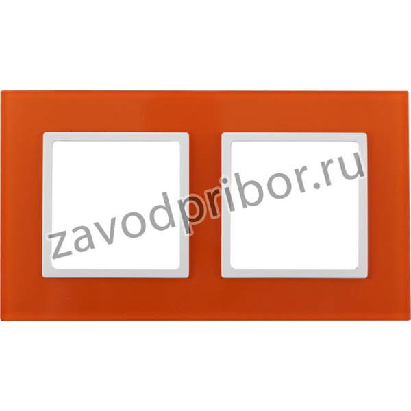14-5102-22 ЭРА Рамка на 2 поста, стекло, Эра Elegance, оранжевый+бел Б0034495