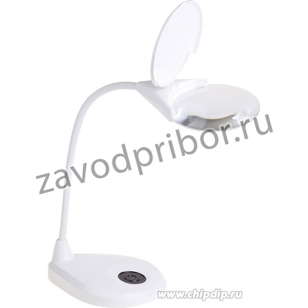 31-0560, Лупа настольная 3D с подсветкой 3LED, сенсорная регулировка яркости, EXPERT, _125мм, белая