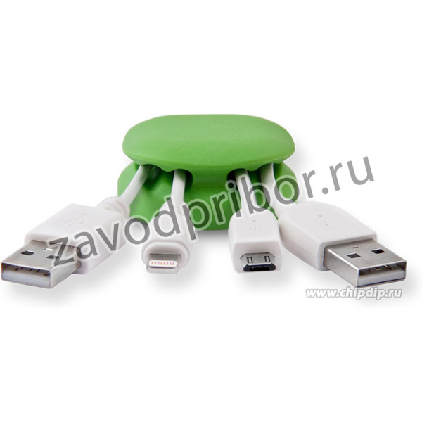 CM1105G, Зажим кабельный 4-х закругленный, утяжеленный, приклеивающийся, зеленый