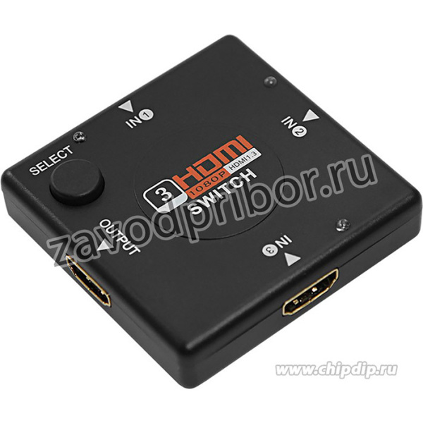 17-6912, Переключатель гнездо HDMI на 3 гнезда HDMI, без питания, пластик
