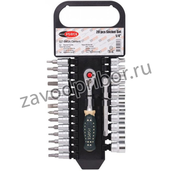 Набор торцевых головок и бит 1/4 DR 6-гранных 27 предметов RF-027-5MSA