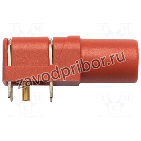 SWEB8094AU-RT, Гнездо, "банан" 4мм, 24А, 1кВ, красный, позолота, PCB, -25-80°C