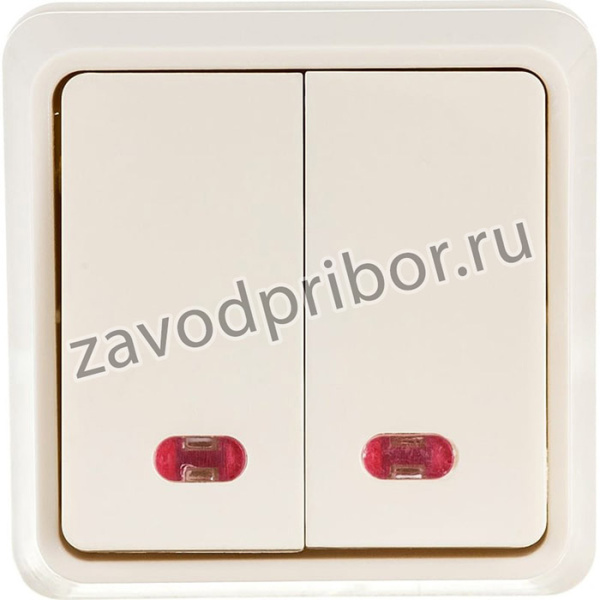 ОКТАВА Выкл 2кл с инд. 10А кремовый EVO21-K33-10-DC