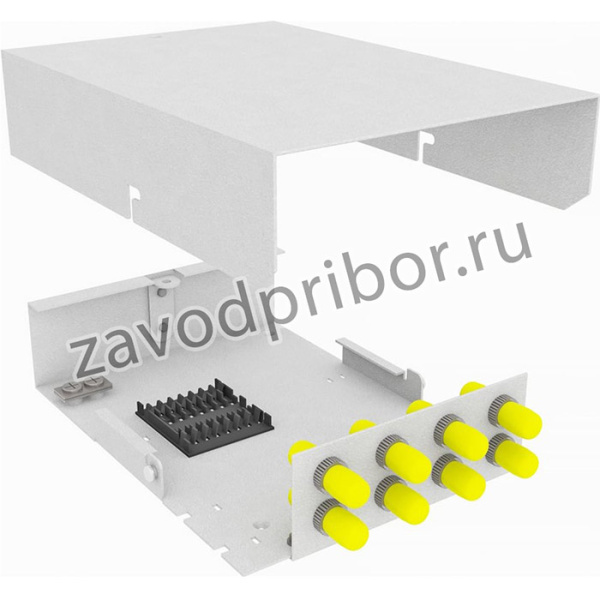 Оптический кросс настенный, многомодовый укомплектованный КРНМ-Top-08ST/U-OM2-GY