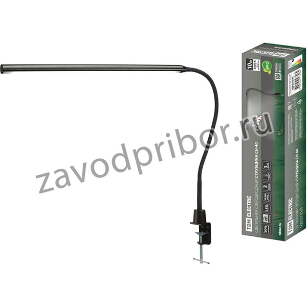 Светильник светодиодный струбцина СН-40, гибкий, сенс-димм, 220 В, 10 Вт, 5000 К, черный, TDM