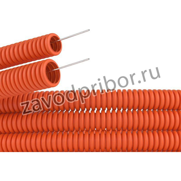 Труба гофрированная ПНД гибкая легкая d50мм с протяжкой оранж. (уп.15м) DKC 71950