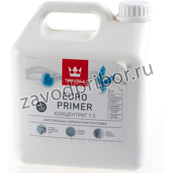 EURO PRIMER Концентрат 1:3 грунтовка акрилатная, укрепляющая 3 26141
