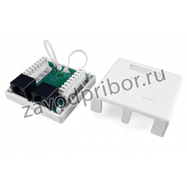 Розетка компьютерная rj-45(8p8c), категория 5e, двойная, внешняя, dual idc Hyperline SB1-2-8P8C-C5e-WH Розетка компьютерная RJ-45(8P8C), кат
