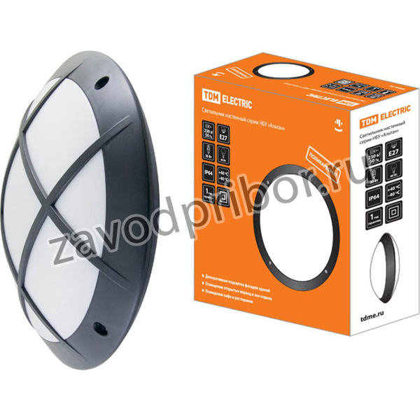 Светильник НБУ 05-60-003 "Альтан 2" черный с решеткой IP64 TDM