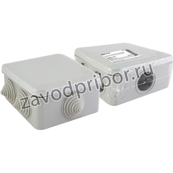 Распаячная коробка ОП 100х100х50мм, крышка, IP55, 6 вх. инд. штрихкод TDM