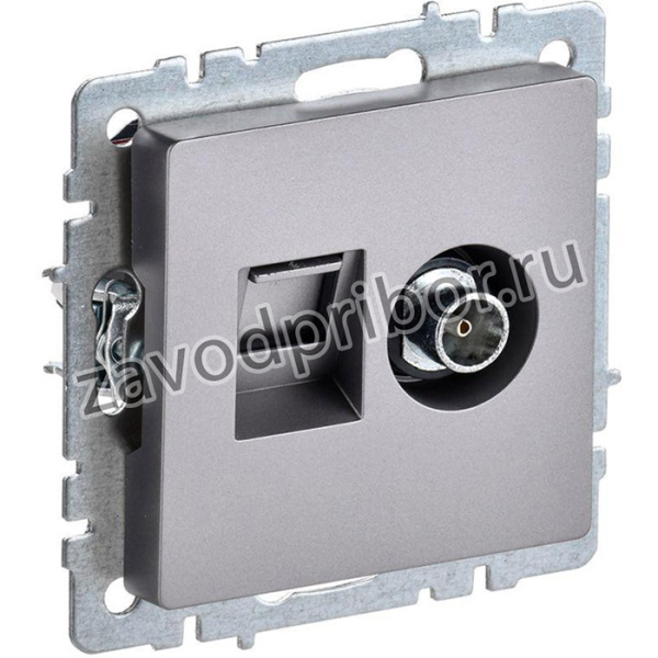 Роз. двойная IEK BRITE TV+RJ45 кат.5E РТВ/РК12-БрС сталь