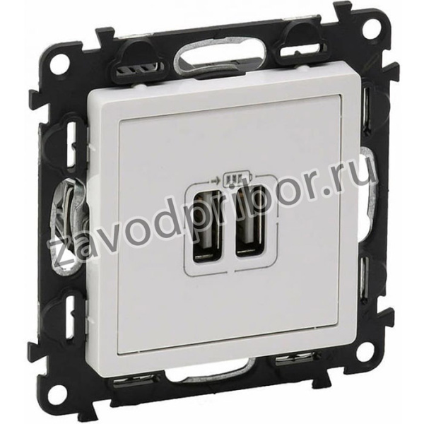 Механизм розетки USB 2-м Valena Life 240В/5В 1500мА с лицевой панелью бел. Leg 753412 414157