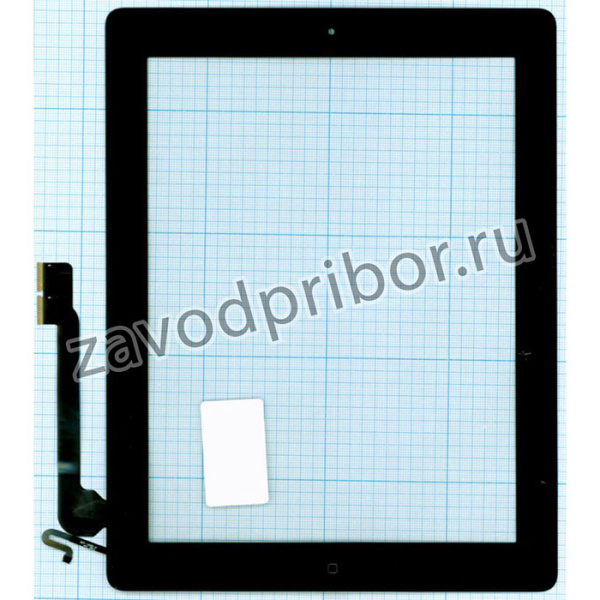 Сенсорное стекло (тачскрин) для Ipad 4 черное + кнопка home и cable