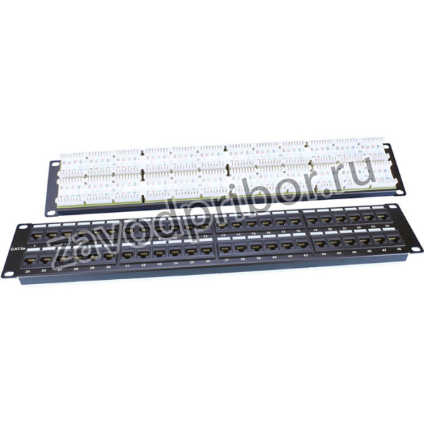 PP3-19-48-8P8C-C5E-110D, Hyperline PP3-19-48-8P8C-C5E-110D Патч-панель 19", 2U, 48 портов RJ-45, категория 5e, Dual IDC, ROHS