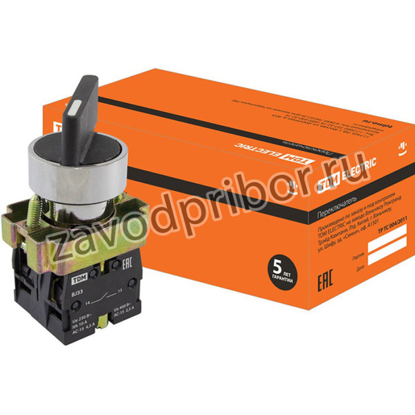 Переключатель BJ33 черный 3 положения I-0-II длинная ручка 1з+1з TDM